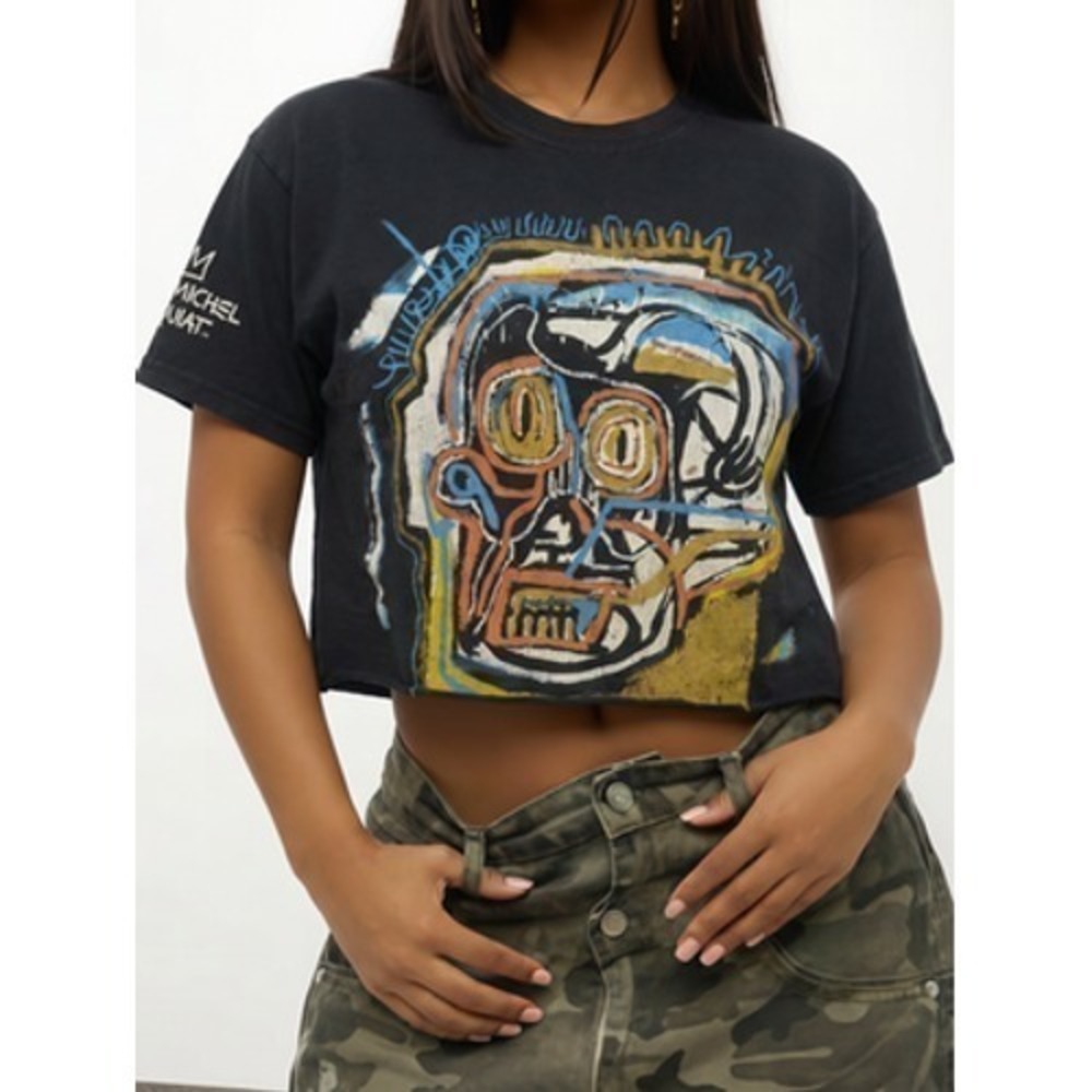 Jean-Michel Basquiat Shirt Mens Small Black Skull Abstract Art Graphic Tee Top